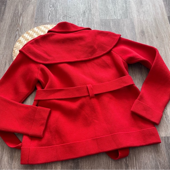 Sonia rykiel red cotton double breasted waist tie coat - Picture 6 of 7